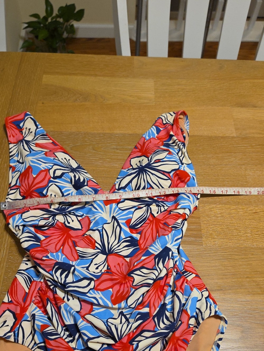 J. Crew RUCHED PLUNGING Floral  One-Piece in Coral, Blue & Cream SIZE L NEW - Picture 8 of 15